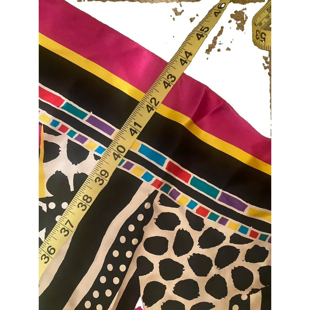Rickie Freeman Teri Jon Scarf With Polka Dots And Fuchsia 42x 43 In